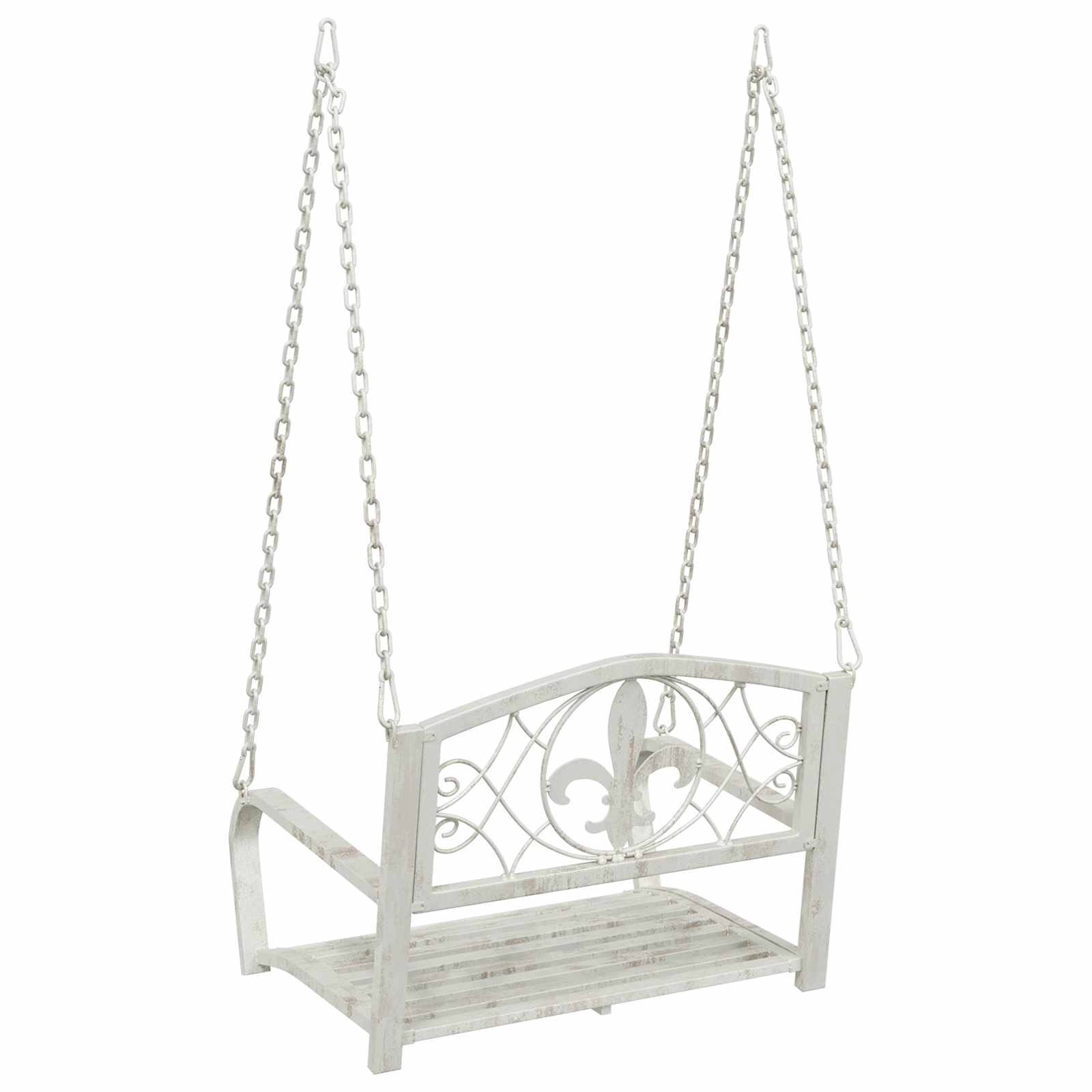 Panchina a Dondolo Acciaio 71,5 x 59 x 55 cm Bianco Antico | homemem39