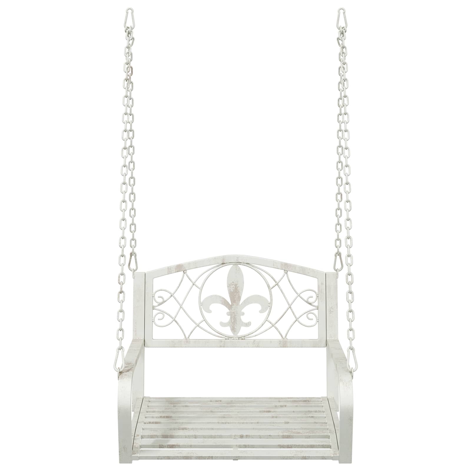 Panchina a Dondolo Acciaio 71,5 x 59 x 55 cm Bianco Antico | homemem39