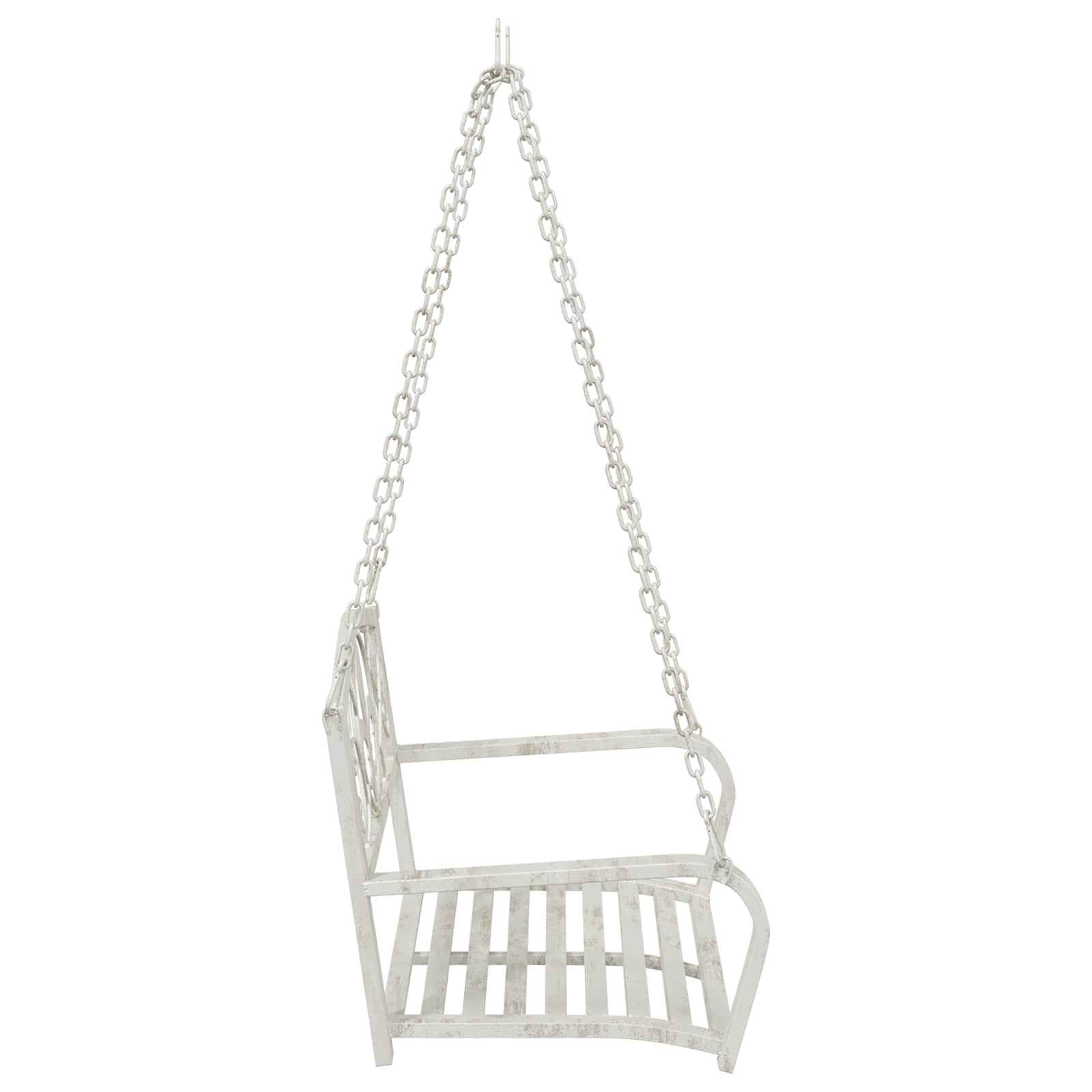Panchina a Dondolo Acciaio 71,5 x 59 x 55 cm Bianco Antico | homemem39