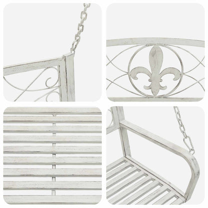 Panchina a Dondolo Acciaio 110,5 x 59 x 55 cm Bianco Antico | homemem39