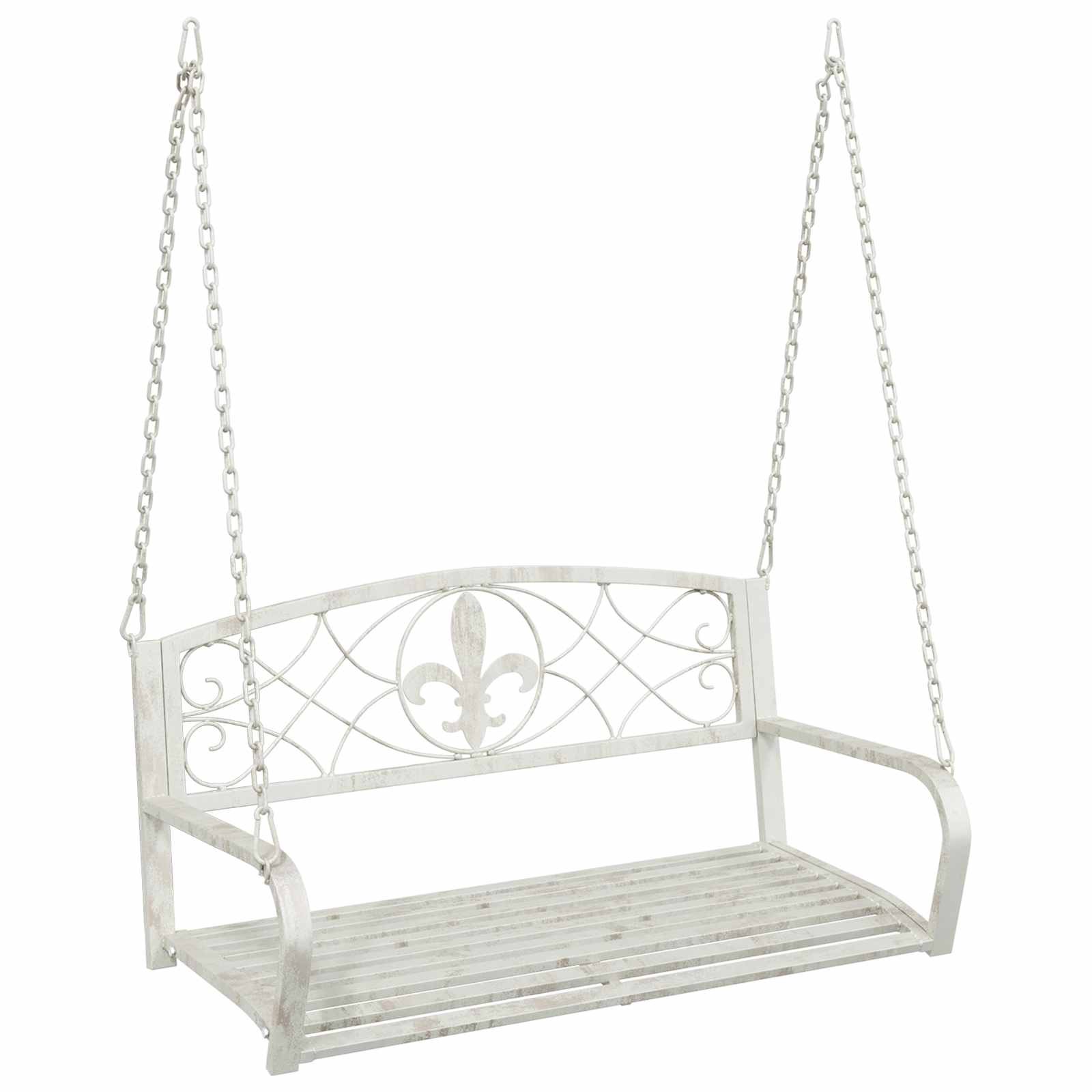 Panchina a Dondolo Acciaio 110,5 x 59 x 55 cm Bianco Antico | homemem39