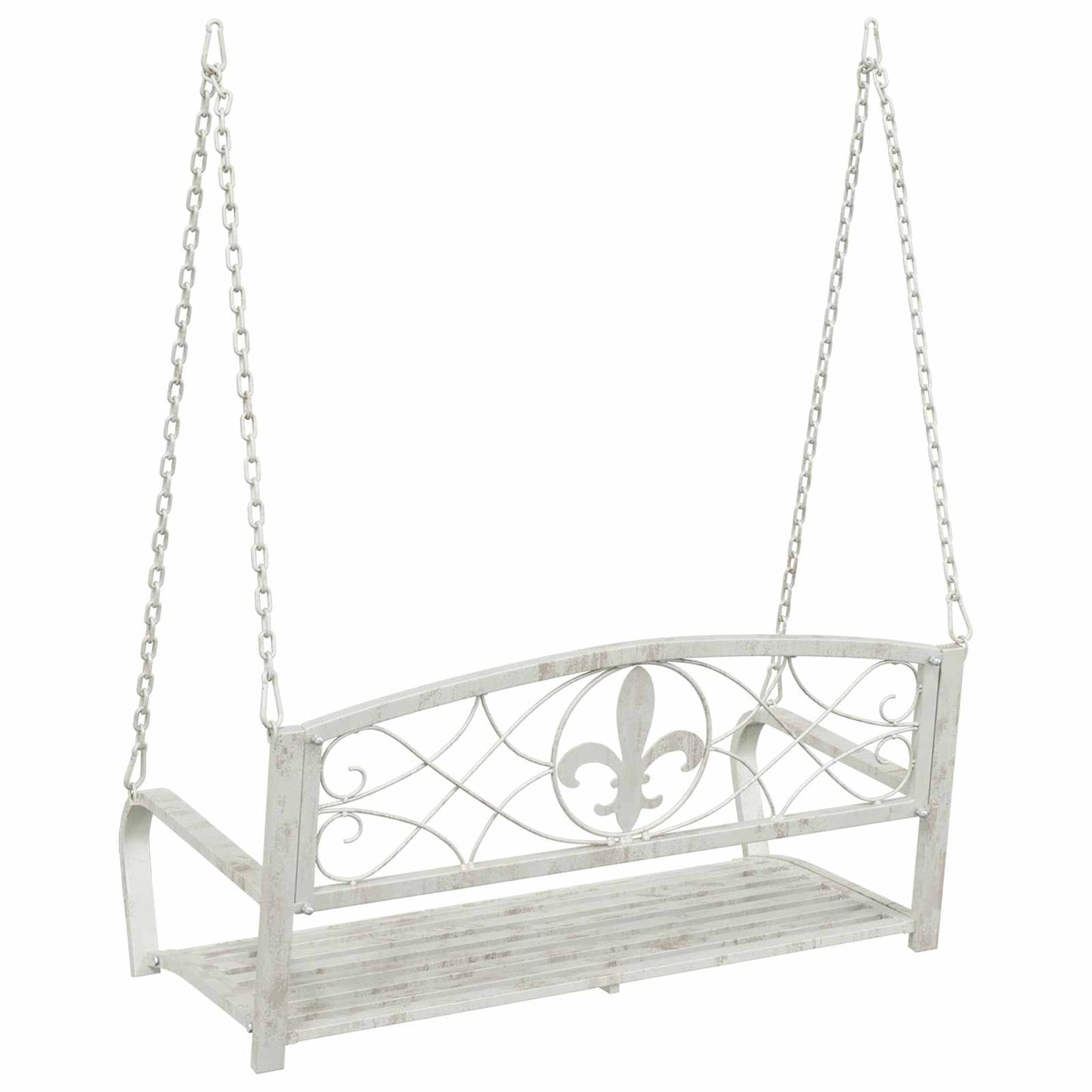Panchina a Dondolo Acciaio 110,5 x 59 x 55 cm Bianco Antico | homemem39