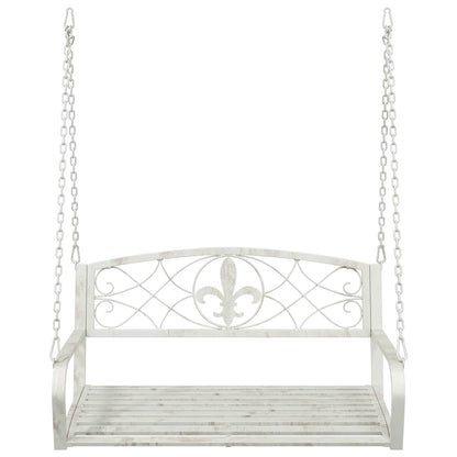Panchina a Dondolo Acciaio 110,5 x 59 x 55 cm Bianco Antico | homemem39