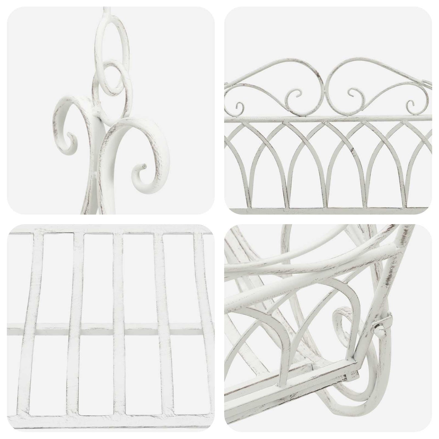 Panchina a Dondolo Acciaio 112 x 60 x 126,5 cm Bianco Antico | homemem39