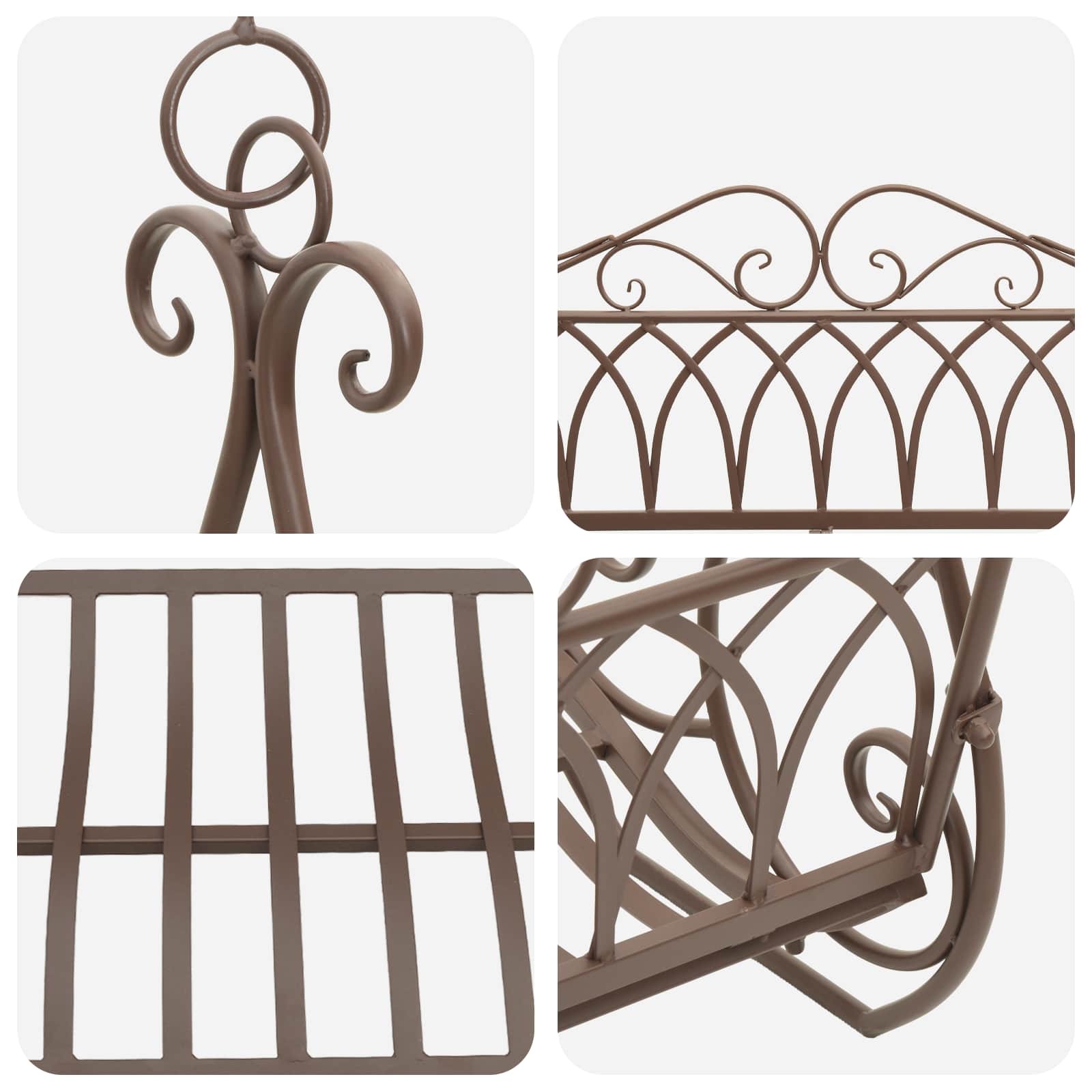 Panchina a Dondolo Acciaio 112 x 60 x 126,5 cm Marrone Antico | homemem39