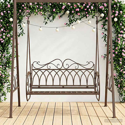 Panchina a Dondolo Acciaio 112 x 60 x 126,5 cm Marrone Antico | homemem39