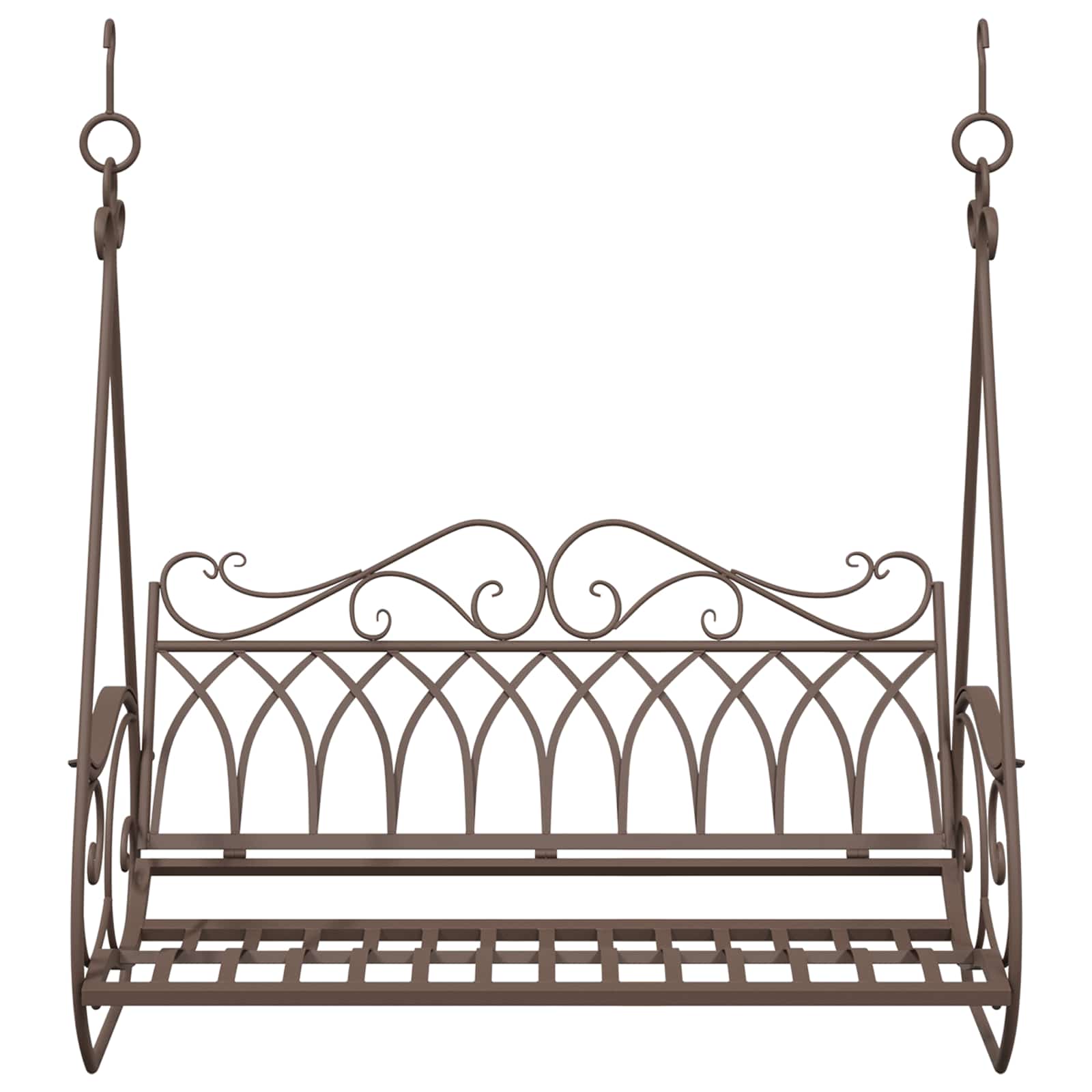 Panchina a Dondolo Acciaio 112 x 60 x 126,5 cm Marrone Antico | homemem39