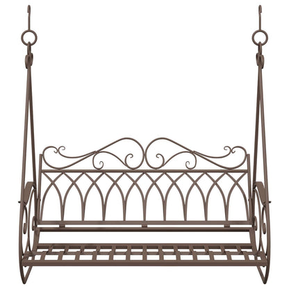 Panchina a Dondolo Acciaio 112 x 60 x 126,5 cm Marrone Antico | homemem39