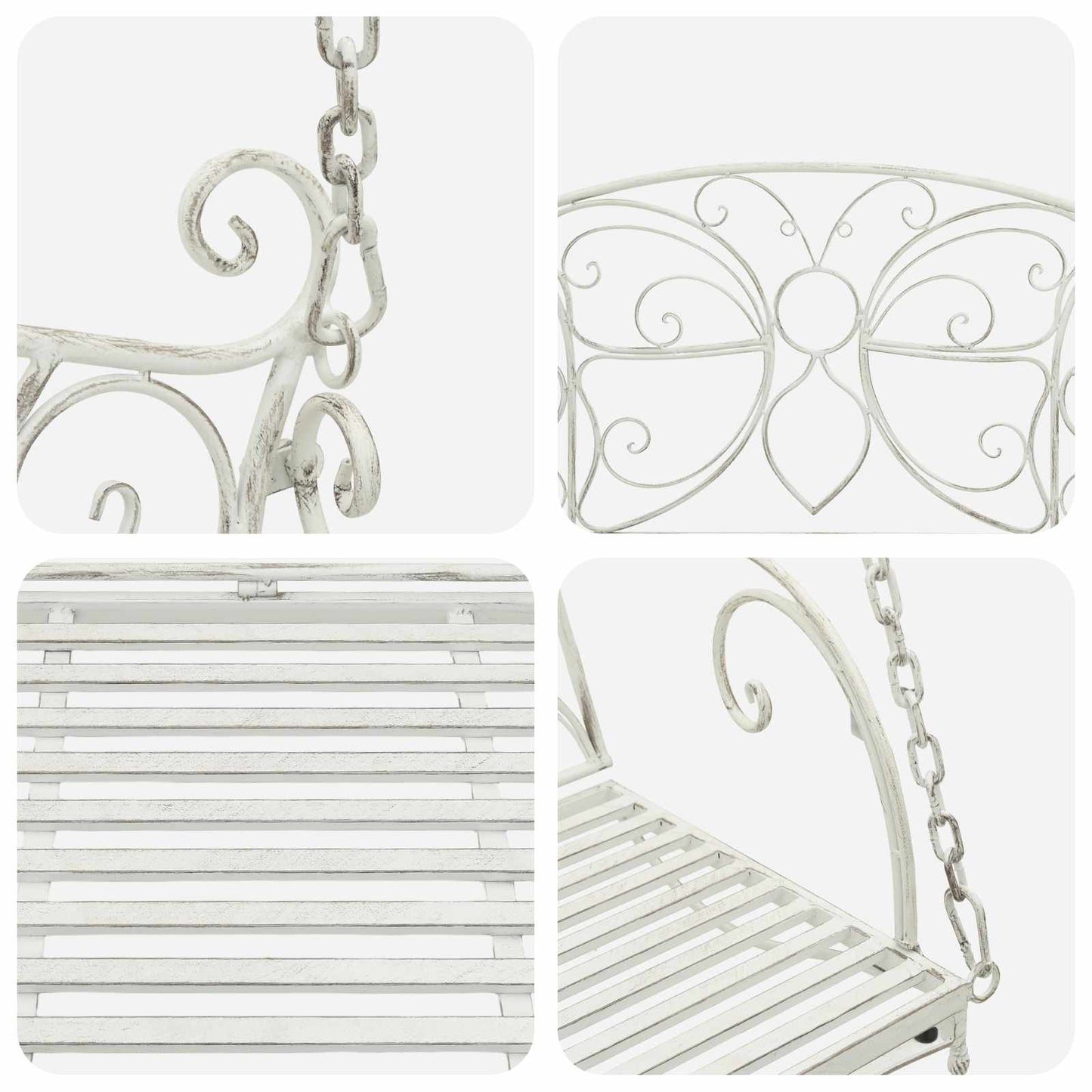 Panchina a Dondolo Acciaio 105,5 x 61 x 56 cm Bianco Antico | homemem39