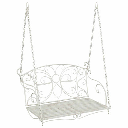 Panchina a Dondolo Acciaio 105,5 x 61 x 56 cm Bianco Antico | homemem39
