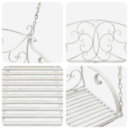 Panchina a Dondolo Acciaio 110 x 52,5 x 47 cm Bianco Antico | homemem39