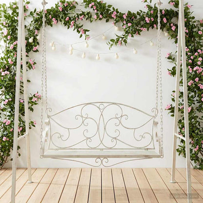 Panchina a Dondolo Acciaio 110 x 52,5 x 47 cm Bianco Antico | homemem39