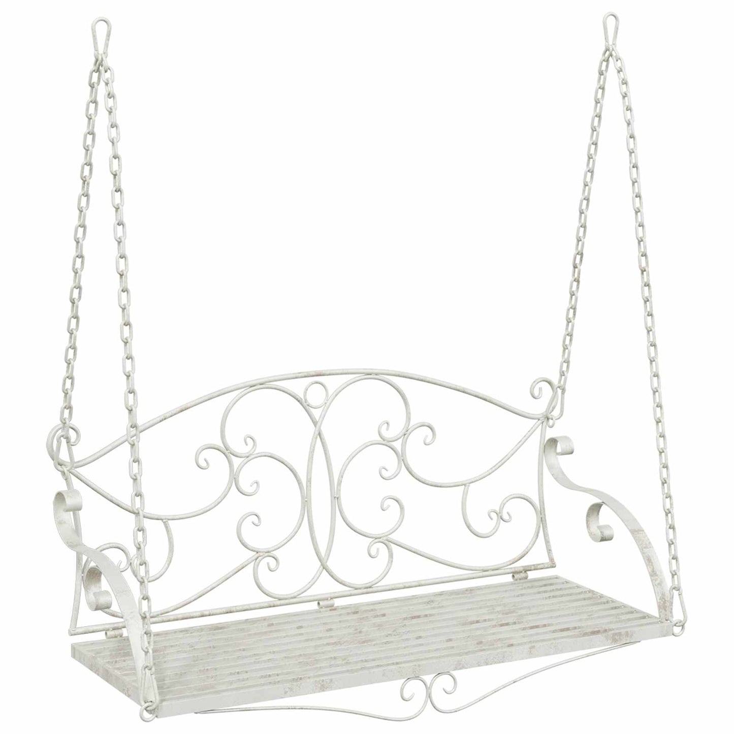 Panchina a Dondolo Acciaio 110 x 52,5 x 47 cm Bianco Antico | homemem39