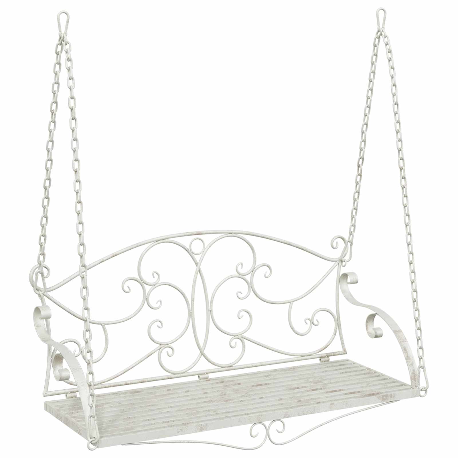 Panchina a Dondolo Acciaio 110 x 52,5 x 47 cm Bianco Antico | homemem39