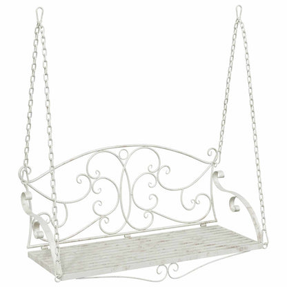 Panchina a Dondolo Acciaio 110 x 52,5 x 47 cm Bianco Antico | homemem39