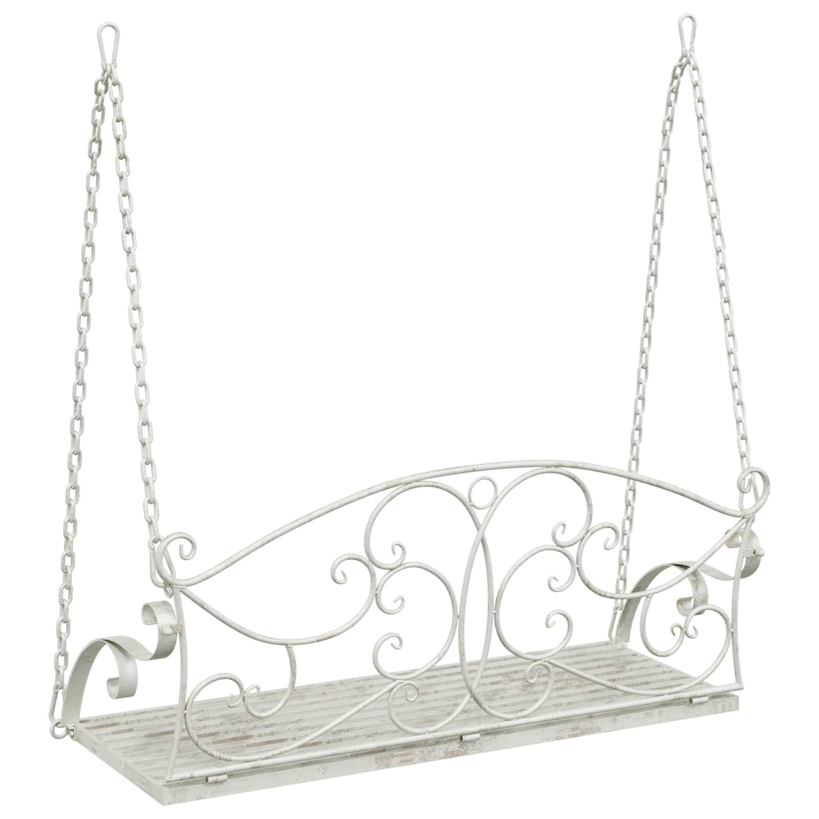 Panchina a Dondolo Acciaio 110 x 52,5 x 47 cm Bianco Antico | homemem39