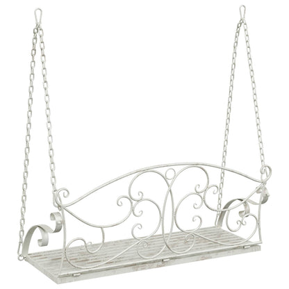 Panchina a Dondolo Acciaio 110 x 52,5 x 47 cm Bianco Antico | homemem39