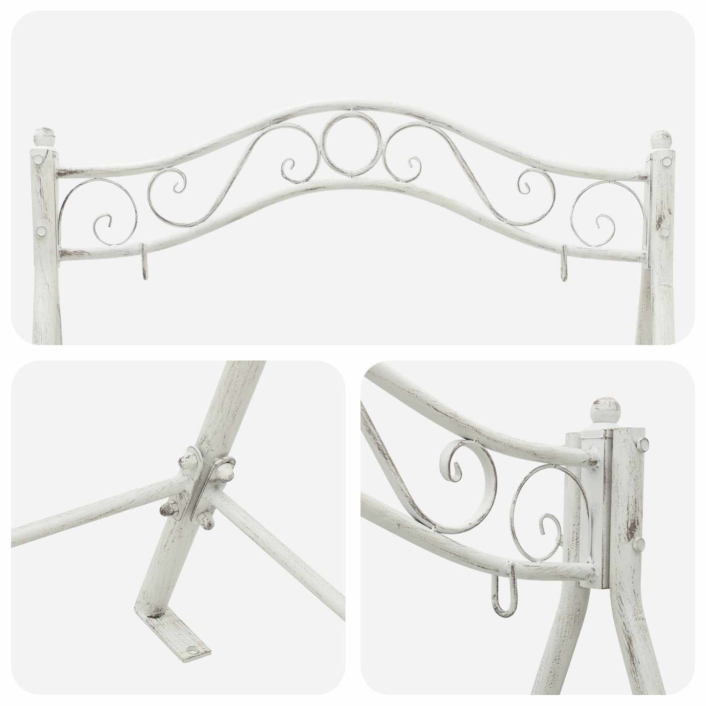 Telaio per Altalena Bianco Antico 113 x 121,5 x 168 cm Acciaio | homemem39