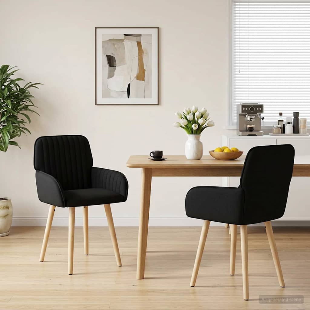 Sedie da pranzo 2 pcs Tessuto Nero 56,5 x 50 x 87,5 cm | homemem39