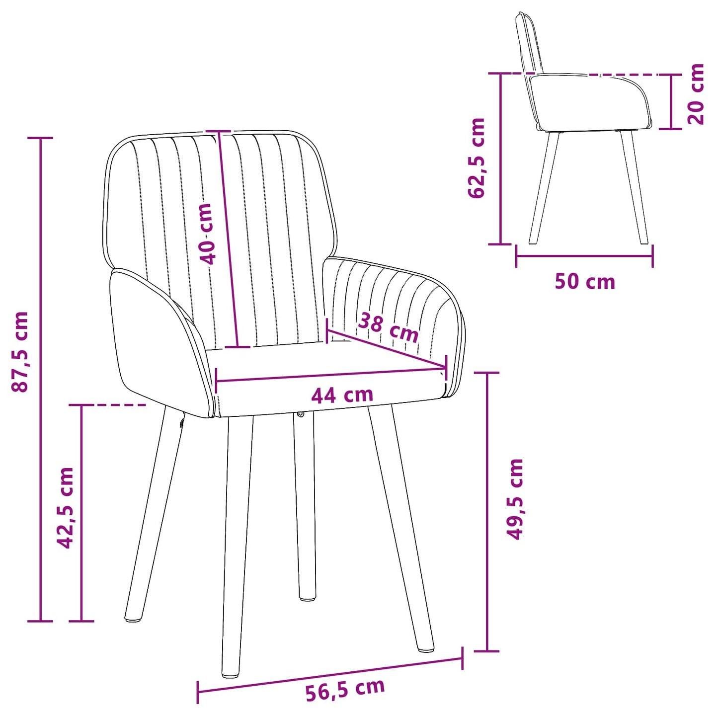Sedie da pranzo 2 pcs Tessuto Rosso Vino 56,5 x 50 x 87,5 cm | homemem39