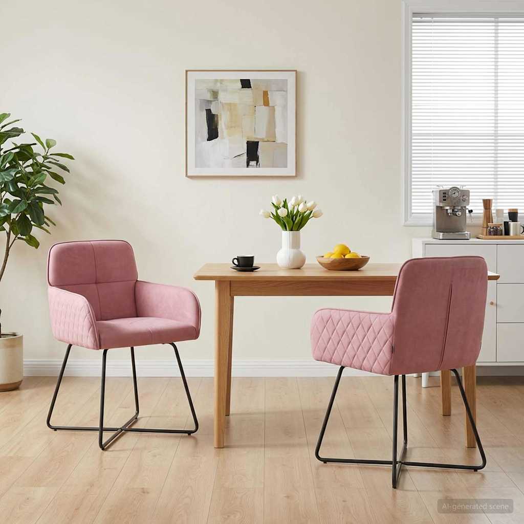 Sedie da pranzo 2 pz Velluto Rosa 59 x 56,5 x 86 cm | homemem39