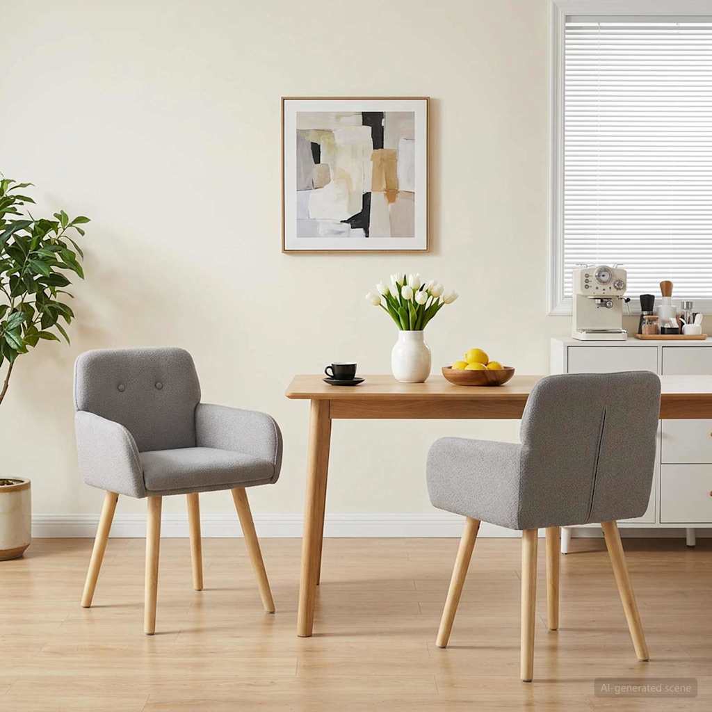 Sedie da pranzo 2 pcs Bouclé Grigio Chiaro 59 x 57 x 85 cm | homemem39
