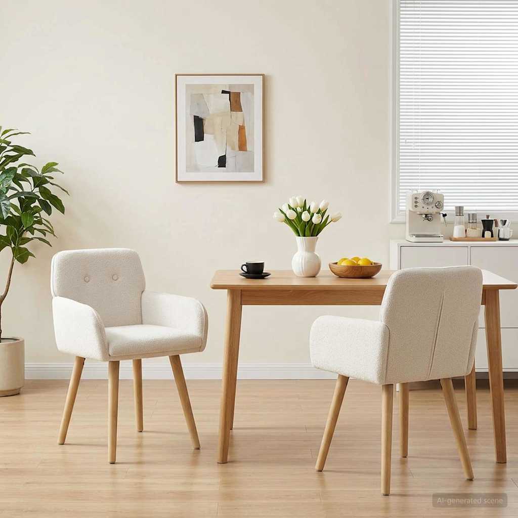 Sedie da pranzo 2 pcs Bouclé Crema 59 x 57 x 85 cm | homemem39