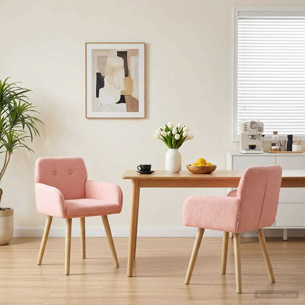 Sedie da pranzo 2 pcs Bouclé Rosa 59 x 57 x 85 cm | homemem39