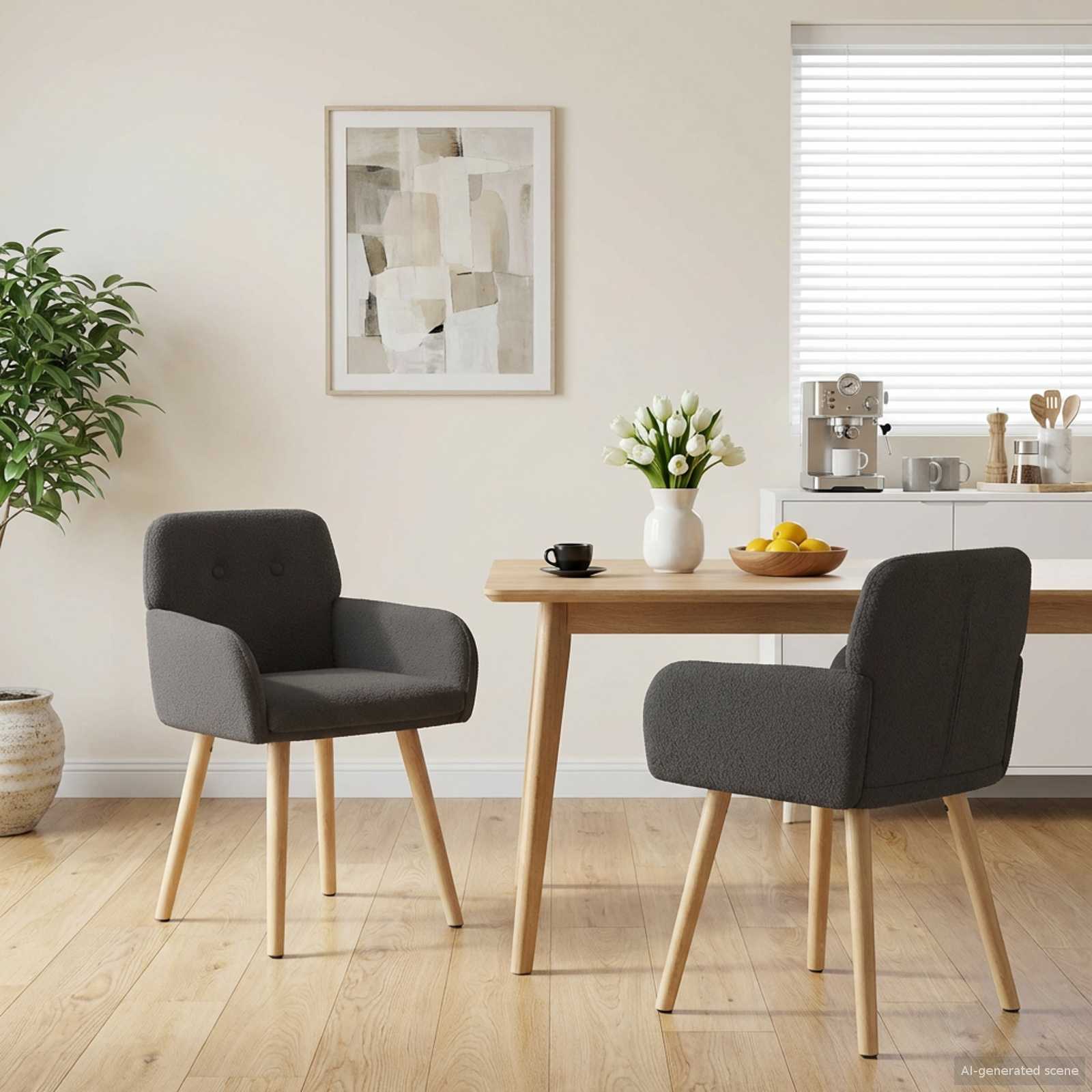Sedie da pranzo 2 pcs Bouclé Grigio Scuro 59 x 57 x 85 cm | homemem39