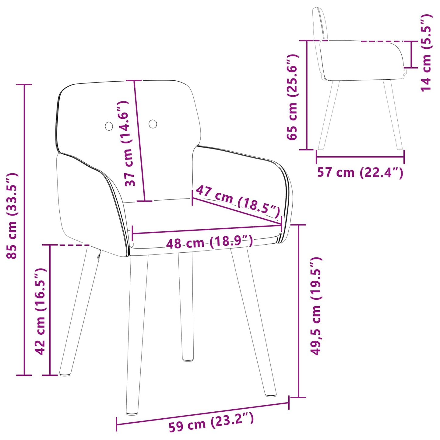 Sedie da pranzo 2 pcs Bouclé Nero 59 x 57 x 85 cm | homemem39