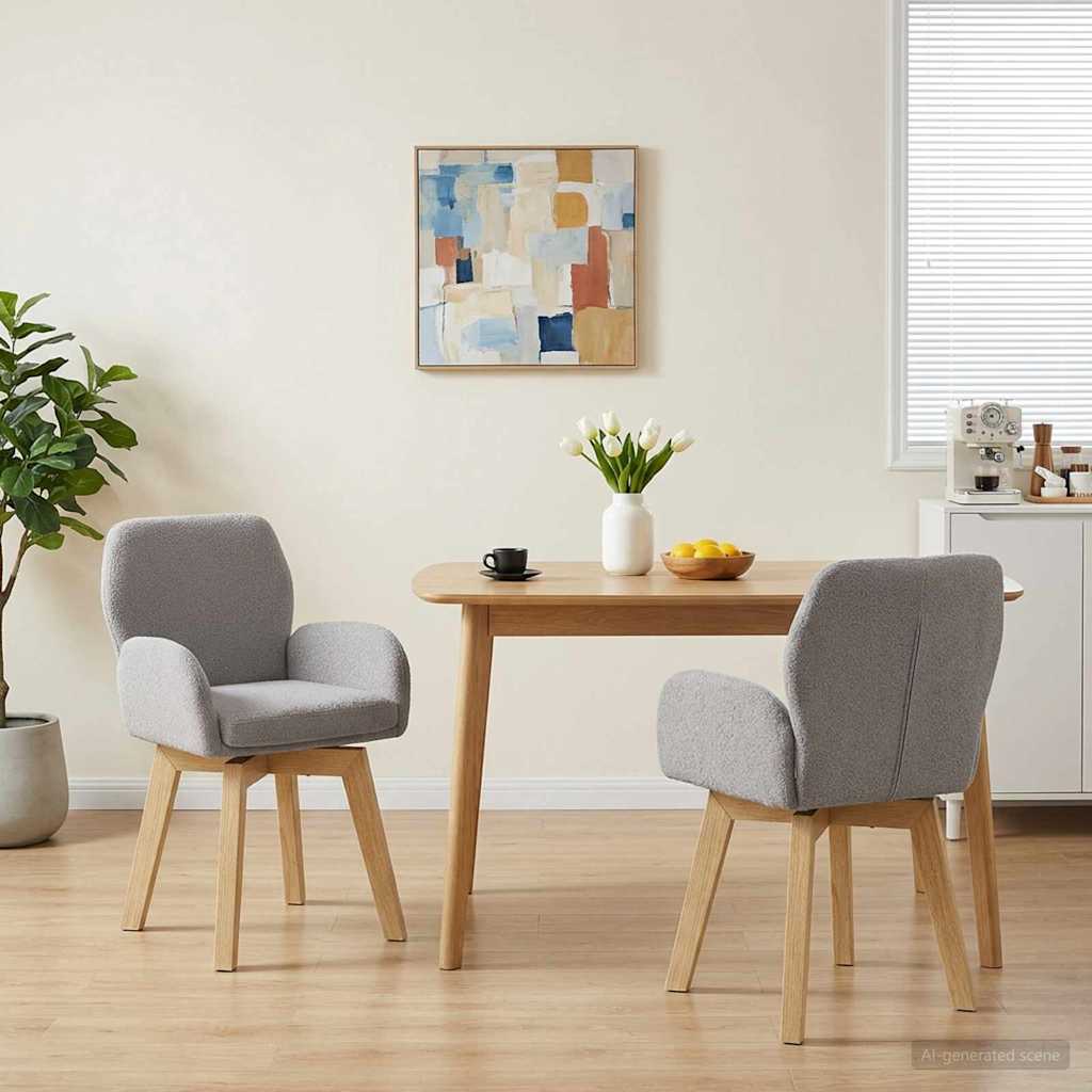 Sedie da pranzo girevoli 2 pcs Bouclé Grigio Chiaro | homemem39