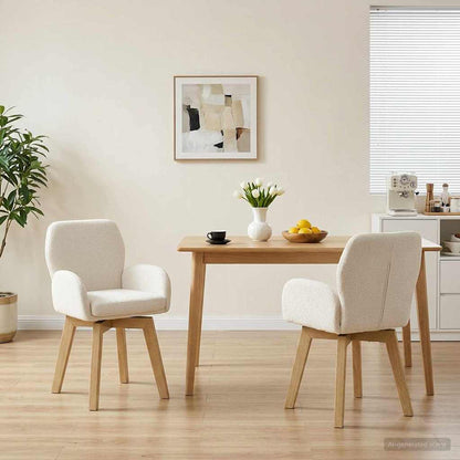 Sedie da pranzo girevoli 2 pcs Bouclé Crema 54 x 58 x 87 cm