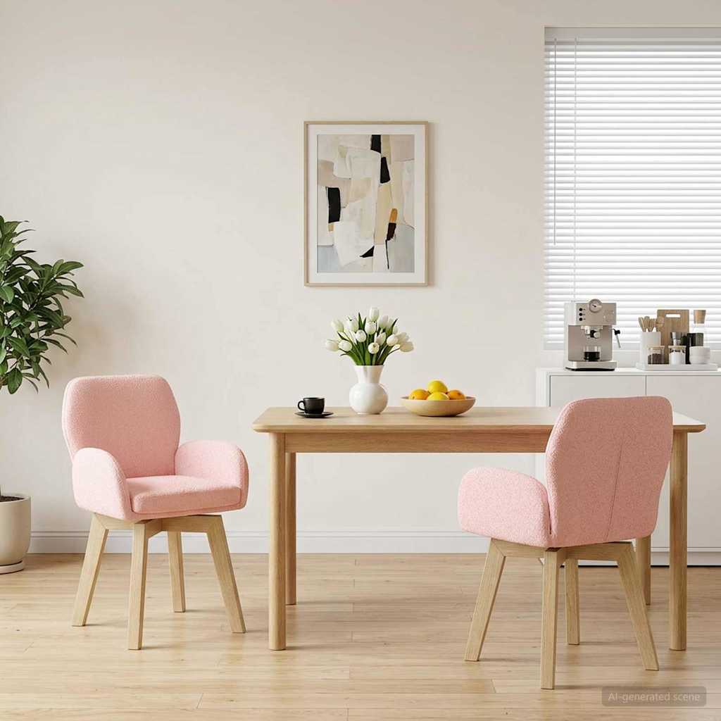 Sedie da pranzo girevoli 2 pcs Bouclé Rosa 54 x 58 x 87 cm | homemem39