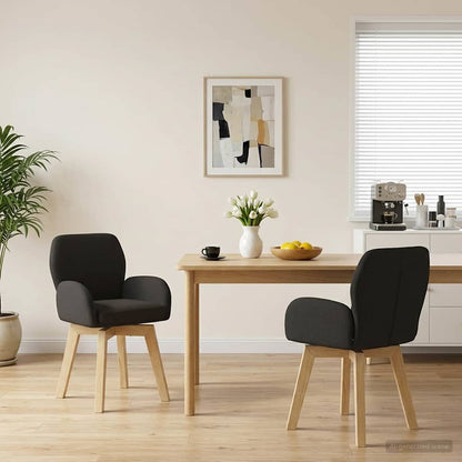 Sedie da pranzo girevoli 2 pcs Bouclé Nero 54 x 58 x 87 cm | homemem39