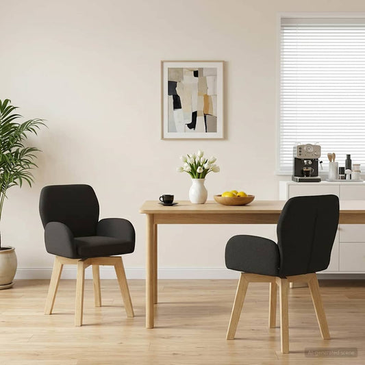 Sedie da pranzo girevoli 2 pcs Bouclé Nero 54 x 58 x 87 cm | homemem39