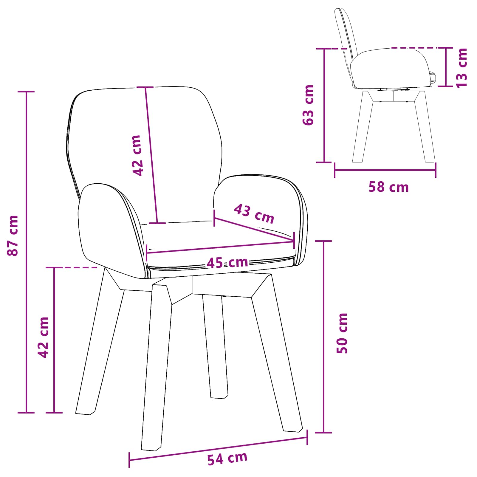Sedie da pranzo girevoli 2 pcs Bouclé Nero 54 x 58 x 87 cm | homemem39