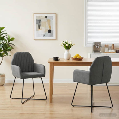 Sedie da pranzo 2 pcs Velluto Grigio Scuro 55 x 50 x 84 cm | homemem39