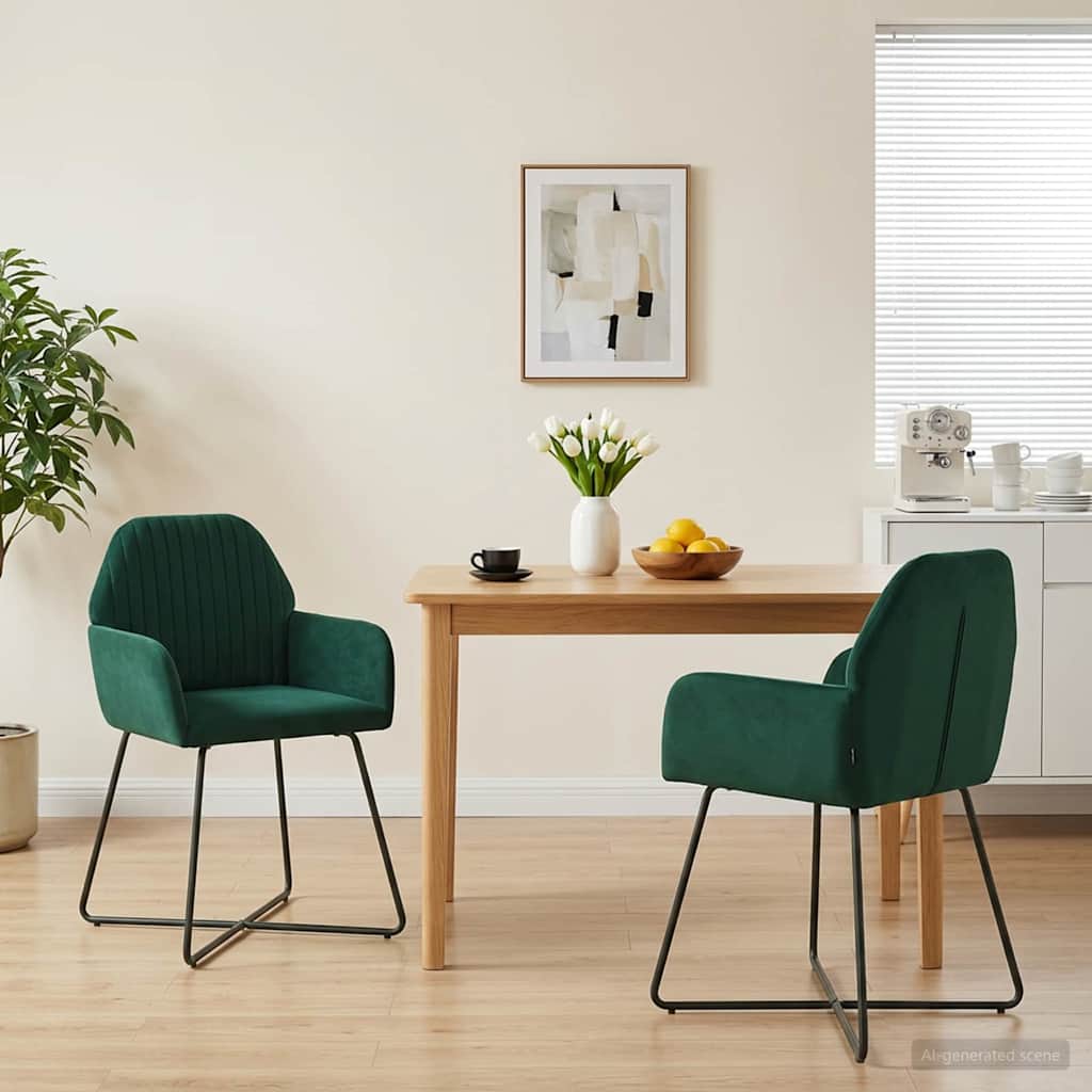Sedie da pranzo 2 pcs Velluto Verde Scuro 55 x 50 x 84 cm | homemem39