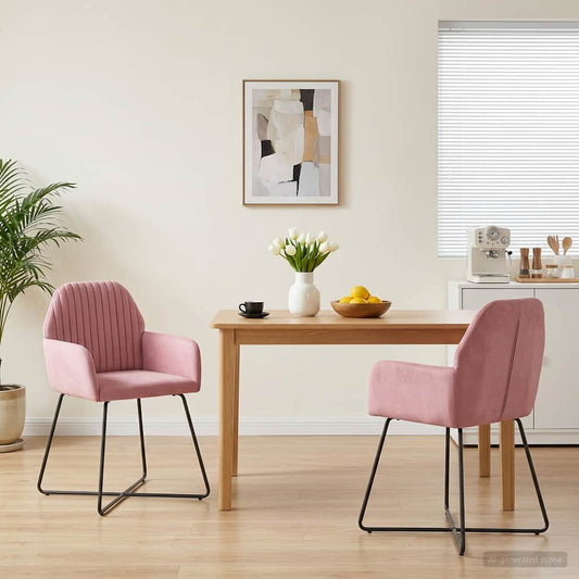 Sedie da pranzo 2 pcs Velluto Rosa 55 x 50 x 84 cm