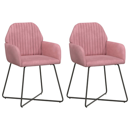 Sedie da pranzo 2 pcs Velluto Rosa 55 x 50 x 84 cm