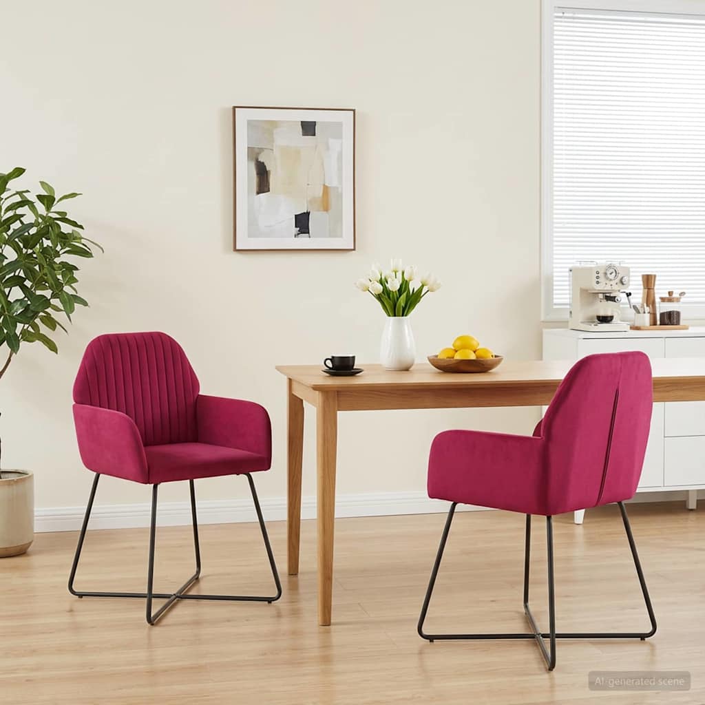 Sedie da pranzo 2 pcs Velluto Rosso Vino 55 x 50 x 84 cm | homemem39