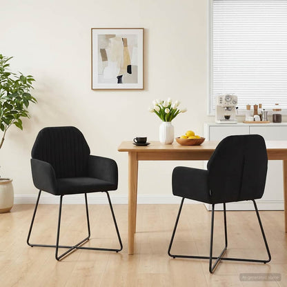 Sedie da pranzo 2 pcs Velluto Nero 55 x 50 x 84 cm