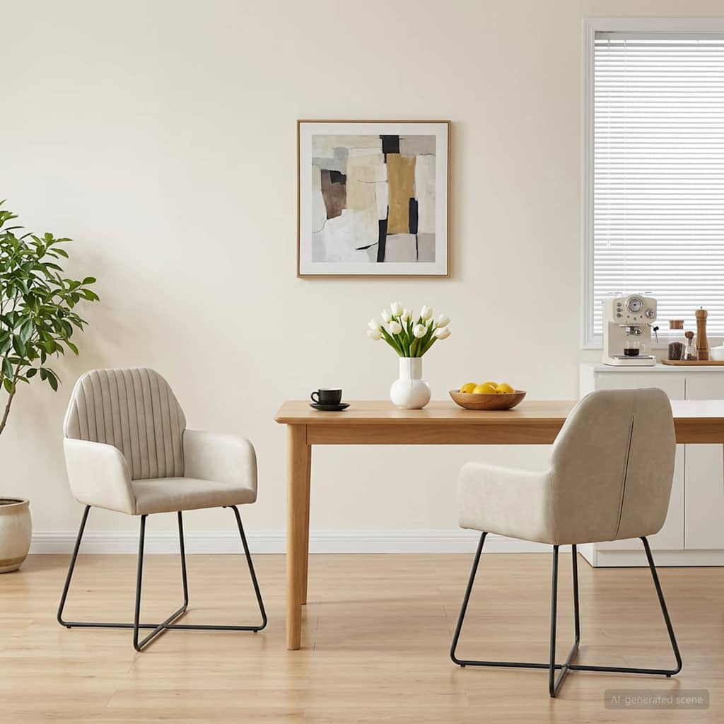 Sedie da pranzo 2 pcs Velluto Crema 55 x 50 x 84 cm