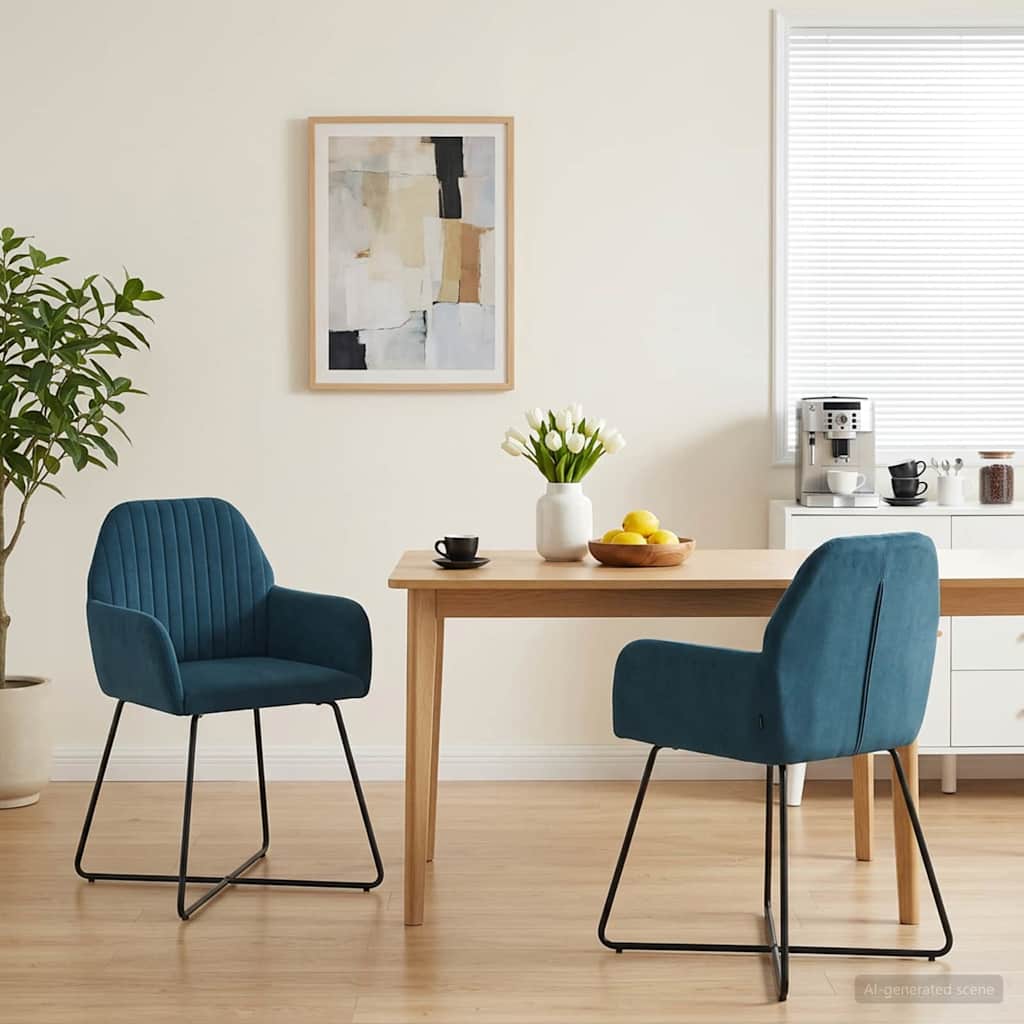 Sedie da pranzo 2 pcs Velluto Blu 55 x 50 x 84 cm | homemem39