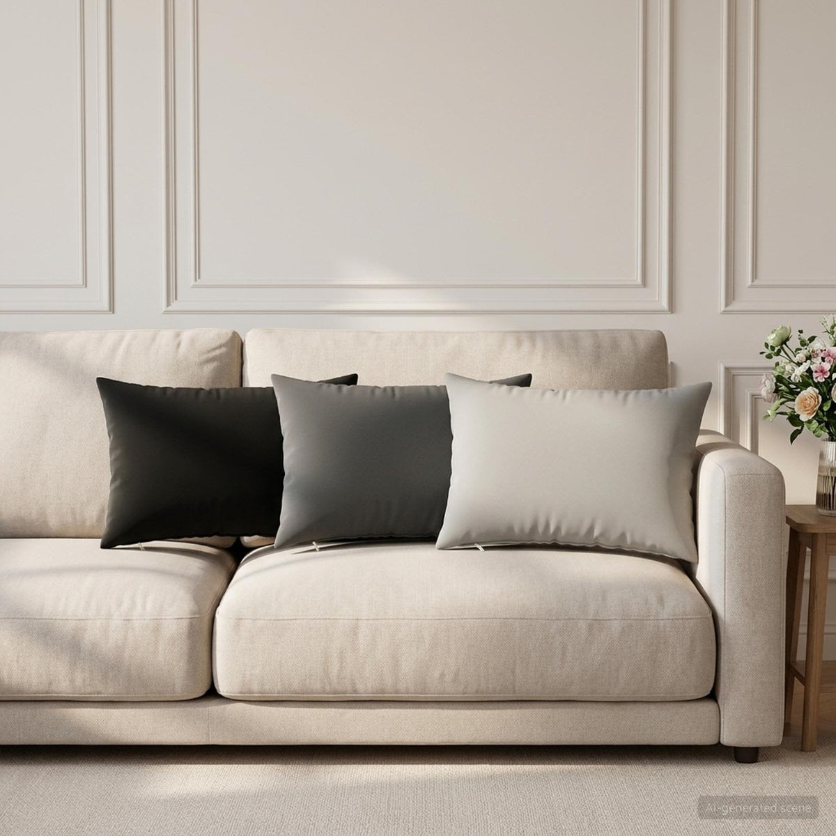 Cuscino 6 pz HEERLEN Nero 30 x 50 cm Poliestere
