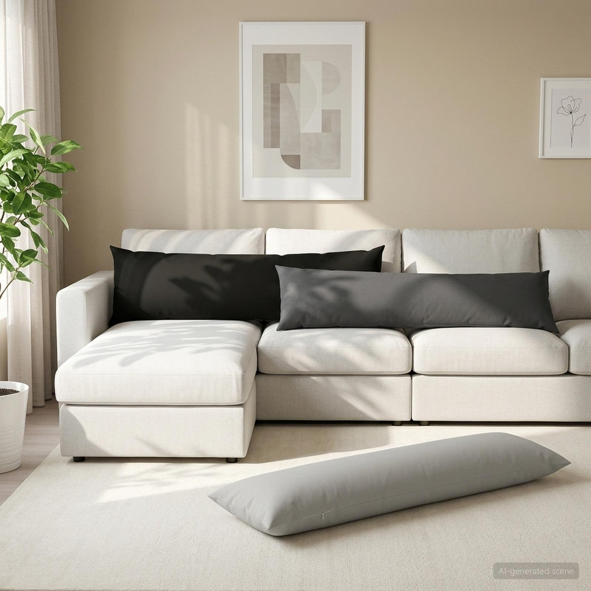 Cuscino 2 pz HEERLEN Antracite 40 x 145 cm Poliestere | homemem39