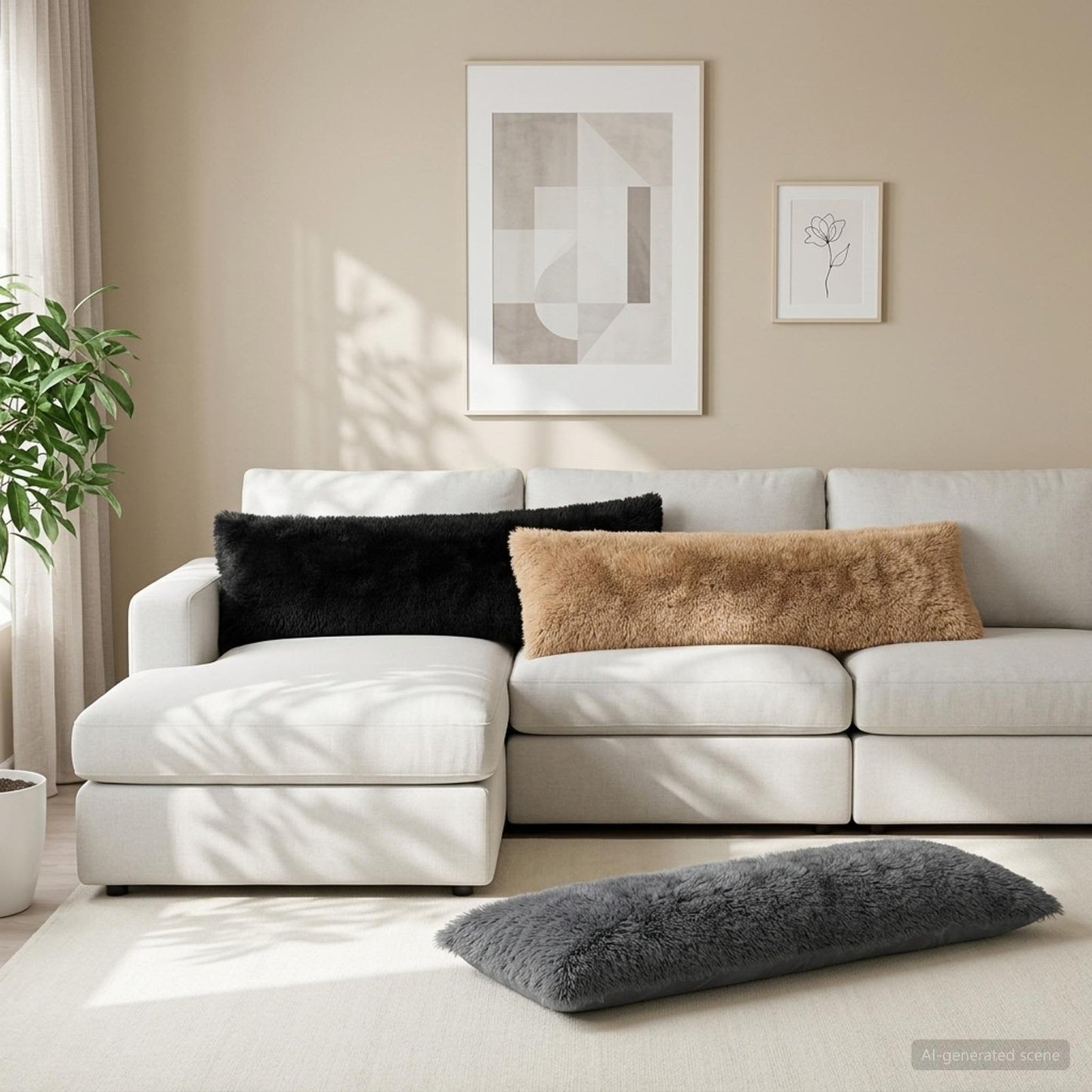 Cuscino con cuscino HEERLEN 2 pz Antracite Fleece PV | homemem39