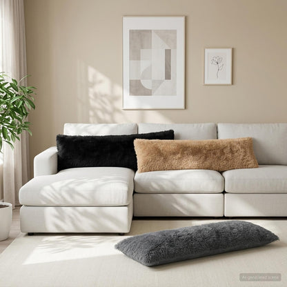 Cuscino con cuscino HEERLEN Antracite 40 x 145 cm Fleece PV | homemem39
