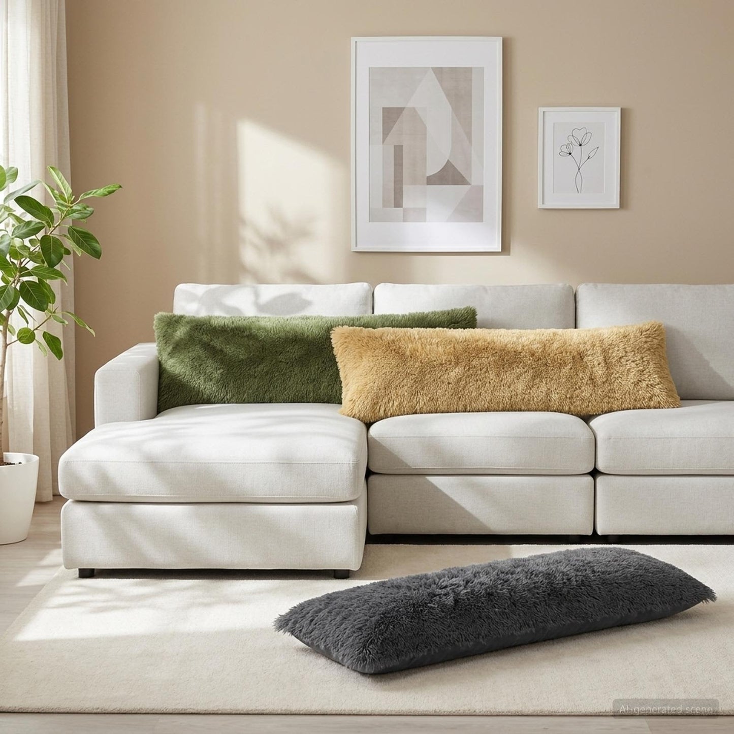 Cuscino con cuscino HEERLEN 2 pz Grigio Chiaro Fleece PV | homemem39