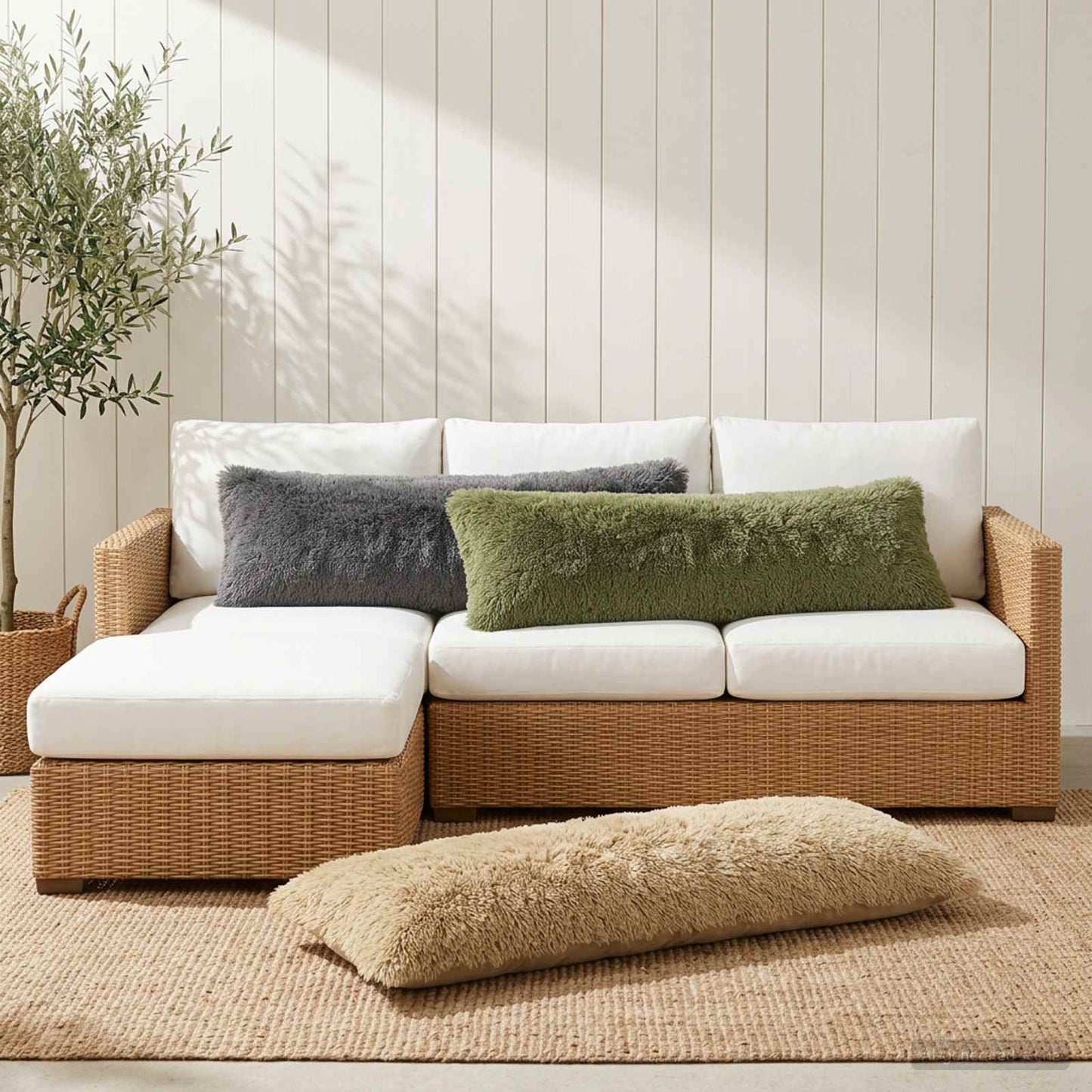 Cuscino con cuscino HEERLEN 2 pz Grigio Chiaro Fleece PV | homemem39